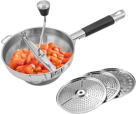 Edelstahl Passiermühle, Durchmesser Durchmesser Lebensmittelechter Edelstahl Handzerkleinerer Passiermühle Groß Für Tomatensoße, Apfelmus, Püree, Kartoffelpüree, Marmelade, Babynahrung