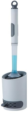 Escobillas de Inodoro de Silicona, Limpiador de escobillas, Cepillo de Inodoro de Silicona y Soporte con dispensador de jabón, Kit de Limpieza de Cepillo de Inodoro Antideslizante de Mango Largo para