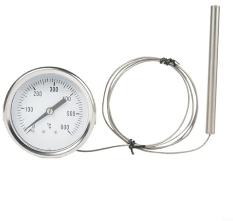 EffiFish Termómetro de horno con sonda de acero inoxidable, rango de 0 a 500 °C para calderas, hornos tostadores, parrillas y estufas de leña, esfera grande fácil de leer, diseño impermeable (tipo
