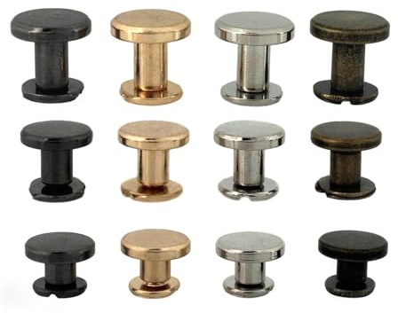 10 tornillos Chicago de metal, clavos, remaches for álbumes de fotos, escritorios, calendarios, menús, artesanías de cuero, cinturones, cierres de billetera.(Bronze-10Pcs,9 x 5mm)