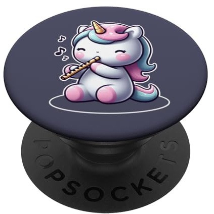 Unicorno flauto suonatore Kawaii musicista carino pastello stravagante PopSockets PopGrip Adesivo