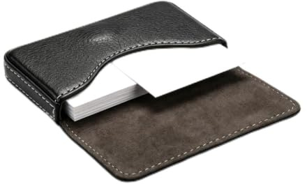 Porte Carte de Visite Professionnel en Cuir PU Noir, Étui Carte Magnétique Compact pour Homme et Femme, Rangement Cartes Bancaire Sécurisé, Support Cartes de Visite Élégant pour Bureau et Réunions