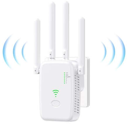 WLAN-Verstärker, Erweiterungsverstärker, 300 Mbit/s, hohe Leistung mit 4 Antennen, mit Repeater/AP-Modus, Verstärker mit Ethernet-Anschluss für alle WLAN-Geräte