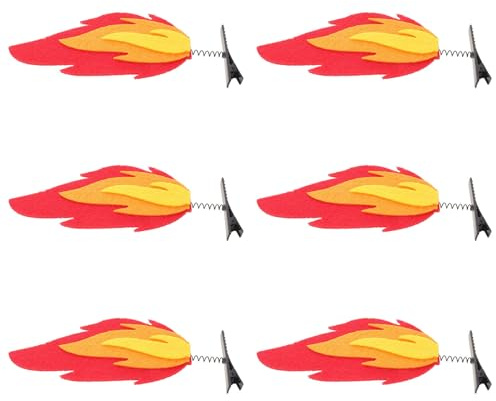 Operitacx Pinces à Cheveux Rouges en Feutre de Flamme, Lot de 6, Confort Léger et Maintien Antidérapant, Accessoires Coiffure pour Spectacles et Festivals