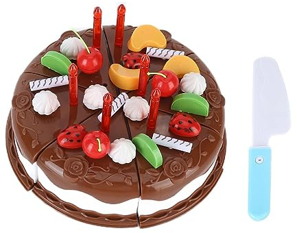 Vistreck Lekmat Födelsedagstårtset - Gör-det-själv-låtsaslek Cho Te Tårtleksak för Barn 3+ (Chokladfärgad 37-delars set expressbox)