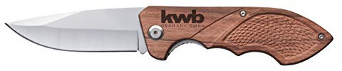 kwb Coltello da caccia con manico in legno 021990 (lama da 85 mm in acciaio inossidabile, con clip per cintura), 1 pezzo,