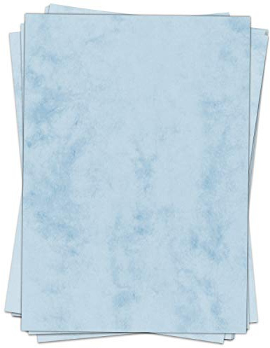 50 Blatt Briefpapier (A4) | Altes Papier Marmor blau | Motivpapier | edles Design Papier | beidseitig bedruckt | Bastelpapier | 90 g/m²