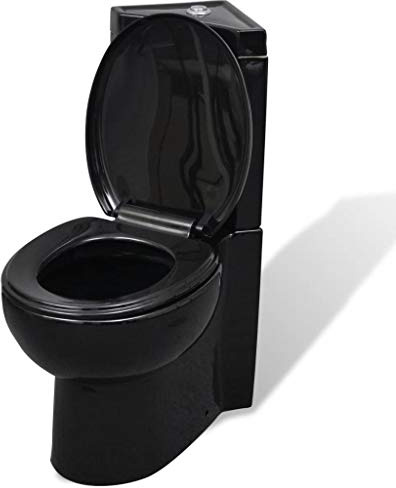 Festnight WC Toilette/Sanitario Bagno da Terra a Pavimento in Ceramica Nera