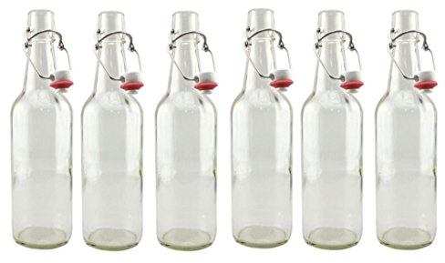 6 x Clear Swing Top Beer Bottle 500ml Grolsch Style For Home Brewing