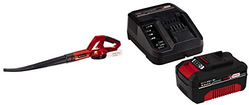 Einhell GE-CL 18 Li e Solo, Soffiatore Senza Batteria e Caricabatteria, Nero/Rosso + Power-X-Change Starter Kit, Caricabatteria e Batteria da 4000 mAh Li-Ion, Nero, Rosso