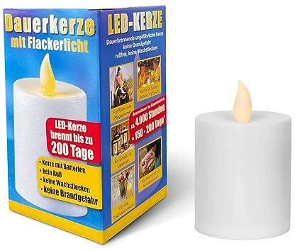 Premium LED grave light, grave candle LED with batteries for long burning time of up to 6 months, LED grave light with flickering effect like a real candle, memorial candle, permanent candle