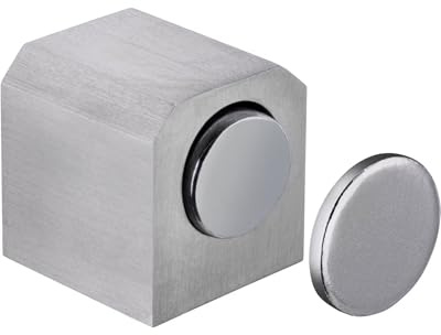 Gedotec Glastürmagnet zum kleben | 1 Stück Magnet Magnetschnäpper einzeln | rostfrei in Edelstahl gebürstet | inkl. Magnetplättchen Magnetleiste für Möbel Schranktür oder Glastür | Türschließer wand