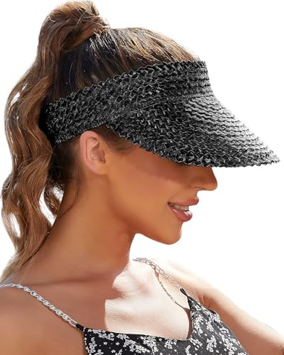 Visors for Women, Sun Visors for Women Straw Hats for Women Handmade Sun Hat Womens Packable Beach Hats for Women