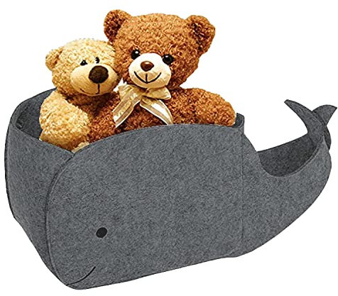 MEISO Spielzeugkiste Aufbewahrungskorb aus Filz, Faltbare Spielzeug Organizer Korb in Walform, Aufbewahrungsboxen aus Stoff Wäschekorb für Zuhause Aufbewahrungsbehälter für Kinderzimmer