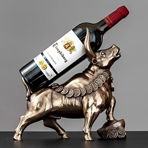 Office Decor Stier Harz Dekoration,Weinregal,Wall Street Bull Statue,Home Decoration,Stier vertritt viel Glück der Karriere und des Reichtums,Geeignet FüR Schlafzimmer, Studie, BüRo,Braun,30*13*30cm