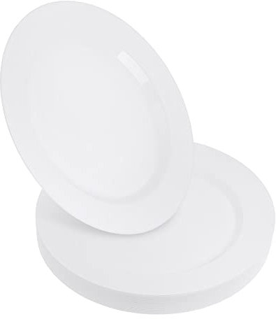 STACKABLES Pack of 20 Hard Plastic Plates 10.25 Elegant Party Serving Plates Reusable Lunch & Dinner Plate for Parties Weddings & Events