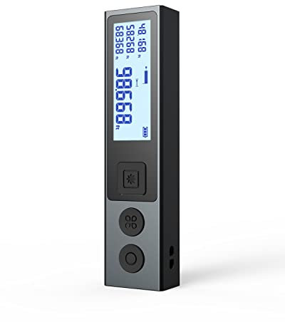 Laser Measure, MiLESEEY Mini Portable Laser Measurement Tool with Alloy Housing Design, Rechargeable, Backlit Display, M/in/Ft Unit Switching, Pythagorean Mode, Measure Distance, Area and Volume