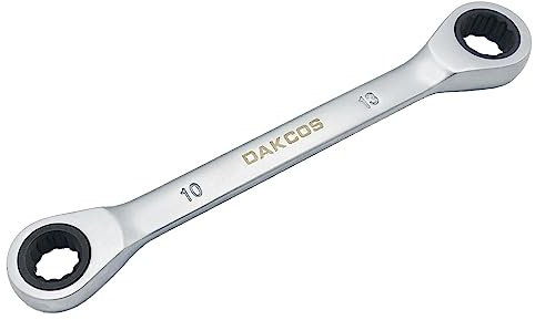 DAKCOS 10x13mm Combination Ratchet Spanner 2-in-1 Double End Ring Ratchet Spanner Ratchet Ring Wrench CR-V with Matt Chrome Finish