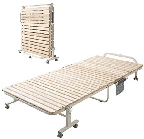 EMOOR Klappbettgestell mit Holzlattenrost 102x208 cm Natur, für Japanische Futonmatratze Unlackiert Paulownia Sunoko Tatami Kleines Zimmer Gästeschlafsaal