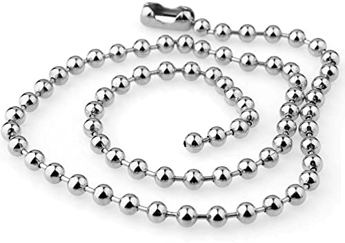 BlackAmazement Chaîne en acier inoxydable - Chaîne à billes - Argent - Grandes boules - Épaisseur : 6 mm - Longueur : 40 cm - 45 cm - 50 cm - 60 cm - Argent - Punk Biker - Pour homme, Acier inoxydable
