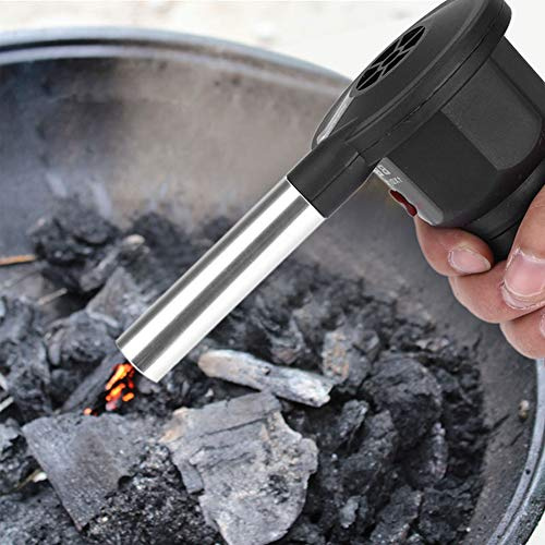 Blower Gun For Fireplace Bellows To Start Woodstove Battery Power Mode Black Pp Aluminium Alloy Portable Powered Bbq Fan Air Outdoor Camping Picnic Charcoal Grill Barbecue