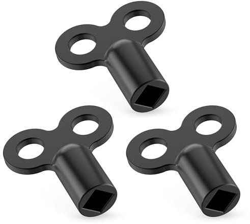 RAVN HAMAN 3 x Chiavi per sfiatare i termosifoni nero - Robuste chiavi di sfiato in alluminio - Chiavi per riscaldamento adatte per molti radiatori/termosifoni - Pratica Sfiato per radiatori