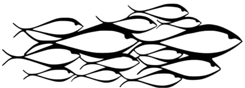 NORTH KAISER Arte Parete Metallo | Decorazione Murale Banco Di Pesci | Scultura Murale Costiera Nero per Soggiorno Camera da Letto Spiaggia, Esterno Regalo inaugurazione Casa (118 x 42.9 cm)