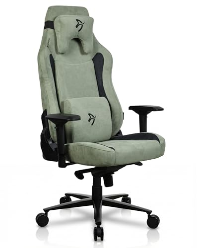 Arozzi Vernazza Gamingstuhl XL - Ergonomischer Gaming Stuhl aus Super Soft mit Verstellbarer Höhe, großzügigem Sitz & Rückenlehne sowie Unterstützungskissen für Home Office, Waldgrün