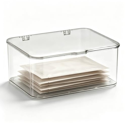 HERCHR Trasparente Scatola Portaoggetti in Plastica Scatola Portaoggetti Per Telefono di Grande Capacità con Coperchio Per Scrivania(Grigio)