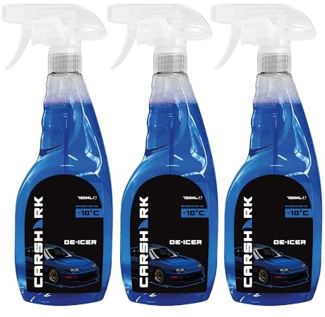 CARSHARK Fast Acting De-icer 3 x 750ml for Car Windows, Door Locks, Latches, Headlights
