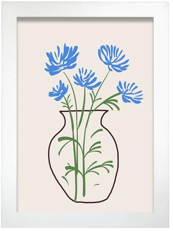 Nacnic Dahlia dans le vase Feuille. Dans Boutique antique Affiche. Tableaux décoratifs esthétiques pour votre salon, chambre, maison Tailles A4 avec des cadres blancs