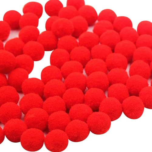 JIHUOO 200 Stück 2 cm rot-grüne Pompom-Bälle, flauschige Pompons, weiche Puffbälle, niedliche Weihnachts-Pompons, Basteln, Basteln, Basteln, Basteln, Pompons, Kunst, kreative Pompons, Rot