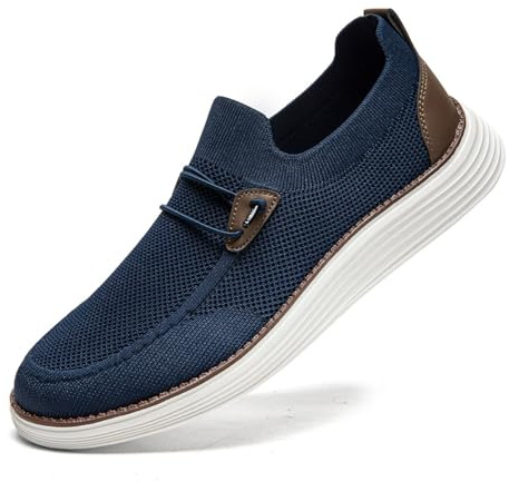 CAIQDM Men's Walking Fitness Sneakers Flat Jogging Fitness Sneakers Men's Training Shoes Training Running Shoes Breathable Fashion Casual Dark-Blue UK Size 8.5