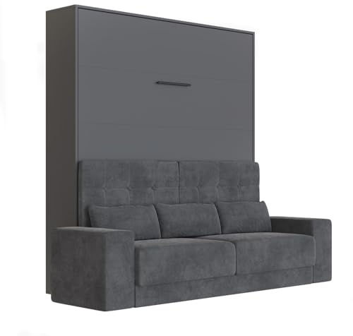 SMARTBett Schrankbett mit Anthrazit Sofa M1 160x200 Vertikal Anthrazit/Anthrazit
