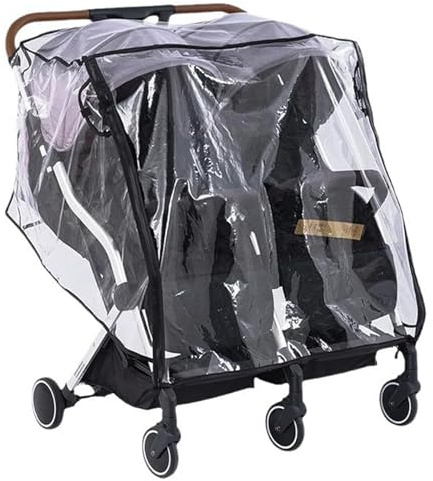 Funda universal para cochecito doble, accesorios para cochecito, doble cubierta de lluvia para viajes al aire libre, lado a lado, doble cochecito, a prueba de polvo, lluvia, resistente al viento, con
