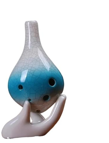 Okarina-Instrument Okarina 6 Löcher Alto C Tonart Farbverlauf Crackle Muster Flöte Glasur Keramik Okarina Flöte Musikinstrument(Blue)
