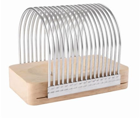 Trancheuse à Pain Manuel, Petit Guide de Coupe-pain Détachable, Même épaisseur, Coupe-fromage Antidérapant avec Base en Bois et 2 Clous pour Pain Fait Maison, Gâteaux, Fromage, Bagels