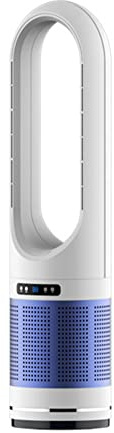 Ventiladores sin aspas Ventilador de torre oscilante de 80 ° para frío y calor con purificador de aire Control remoto Ventilador de pedestal táctil súper silencioso para el dormitorio de la oficina