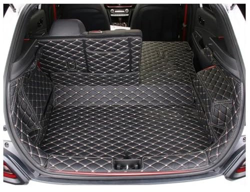 NYSQOFMB Voiture Coffre Tapis pour Hyundai pour Encino pour Kona 2018 2019 2020 Tapis Coffre Voiture en Cuir Doublure Coffre Tapis Coffre À Bagages Tapis de Coffre Auto(Café)