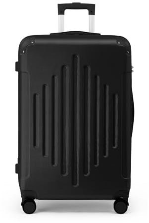 LEADZM Handgepäck-Koffer aus ABS, Reisekoffer, Leichter Kabinenkoffer mit 360° Spinner-Rollen, Zahlenschloss & verstärkten Ecken, Flugzeugtauglich (Schwarz, M, 55CM)