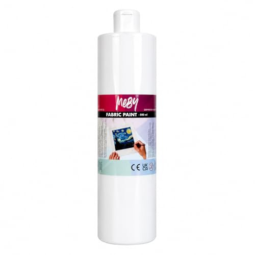 Stoffmalfarbe 500 ml – Textilfarbe für helle Stoffe, waschbeständig & bügel-fixierbar (Weiss)