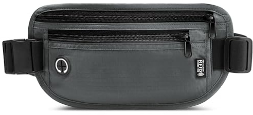 GlasFlength Flache Bauchtasche mit RFID Blocker, Diebstahlsicher Geldgürtel für Damen und Herren wasserdichte Tasche für Reisepass Diebstahlsichere Gürteltasche für Reise Sport (Grau)