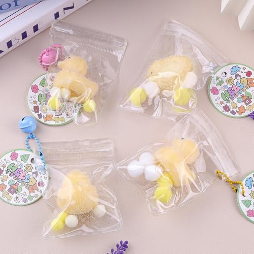 ​​Anboor 4 Stück Mini-Tiere-Squishies-Spielzeuge, Kawaii-Entenküken-Squishies-Tiere für den Rucksack, neuartiges Zappelspielzeug zur sensorischen Linderung von Stress für Kinder und Erwachsene (zufäll