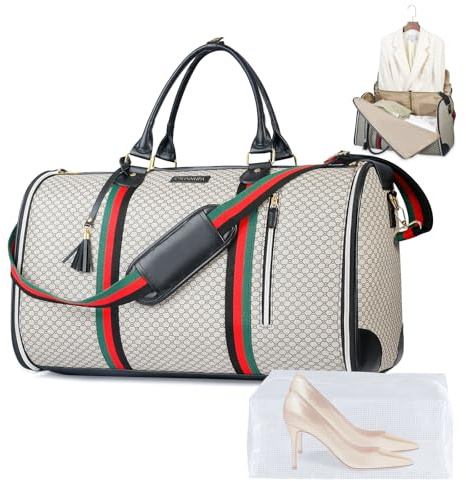 CSUNNUFA Borsa Porta Abiti da Viaggio Convertibile 50L, 2-in-1 Borsone con Pouch Scarpe Impermeabile e Sistema Anti-Piega per Uomo e Donna - Ideale per Viaggi di Lavoro e Vacanze(Ebano)