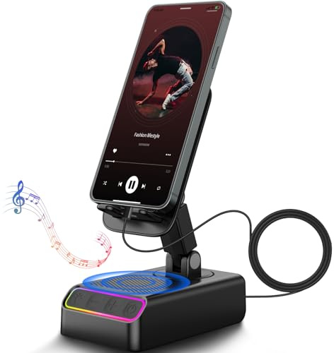 Xisono 5 in 1 Handy-Ständer Bluetooth-Lautsprecher, 4000mAh Mobile Leistung, LED-Licht, drahtlose Induktion tragbare Bluetooth-Lautsprecher Papa, Ehemann, Männer WYS
