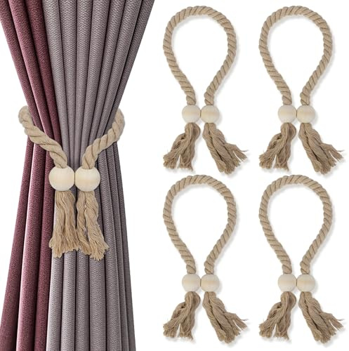 AiQInu 4 Pièces Embrasse Rideau Magnetique, Embrasse pour Rideaux, Attache Rideau Aimantée, Aimant Rideau pour Maison, Décoration, Bureau, Hôtel