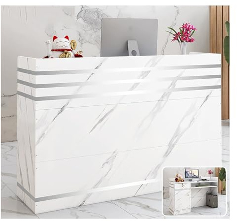 Moderno banco reception con bancone, elegante reception per ufficio, salone, checkout al dettaglio, adesivi creativi fai da te inclusi, lunghezza 100 x larghezza 34 cm