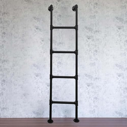 Wall Mounted Wrought Iron Attic Bunk Bed Ladder, 4ft 5ft 6ft 7ft 8ft 9ft Height Entrance Climbing Ladder, Basement Window Well Egress Ladder, Loads 330lbs, Customizable Size(230cm