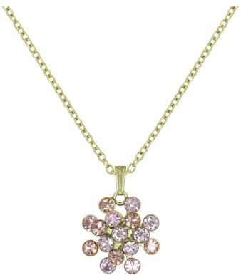 Konplott: Kette/Anhänger Magic Fireball mini, kleiner klassischer Kristallblüten-Anhänger in hochglänzend messing, für Damen/Frauen (beige-rosa-mix)