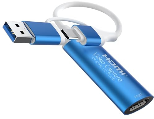 Dbilida Scheda di acquisizione video HDMI 4K 60Hz, HDMI a USB 3.0 A e USB C Scheda di acquisizione per fotocamera/Xbox/PS5/4/PC/OBS/Switch 2